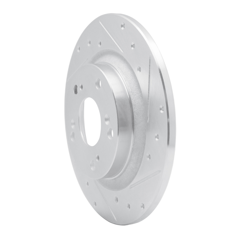 Honda S2000 Brake Rotor (1) - Rear Right - R1 Concepts - Drilled & Slotted - Silver - `00-`09